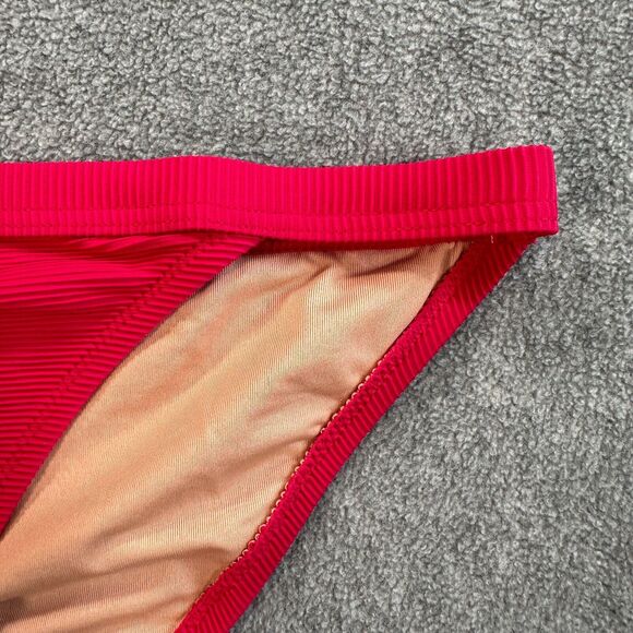 J Crew Ribbed Trim Hipster Bikini Bottom Pink Small BH485 Full Coverage New - Picture 2 of 7